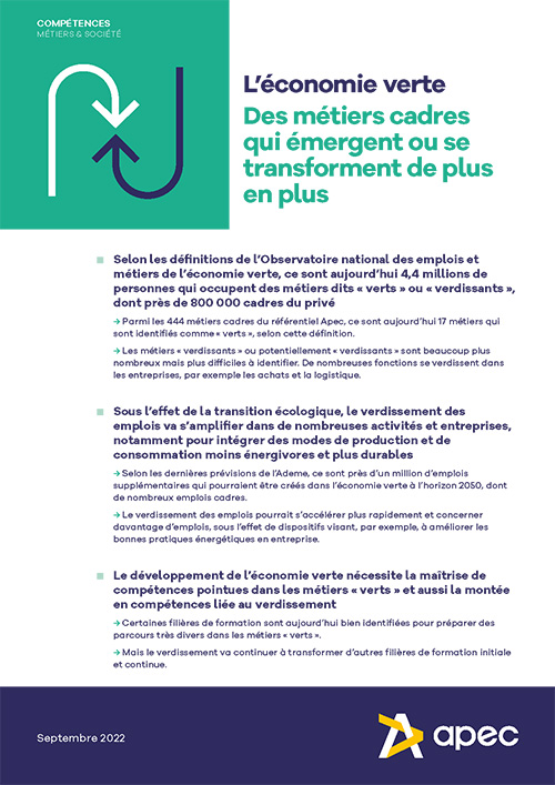 L’économie verte : des métiers cadres qui émergent ou se transforment de plus en plus