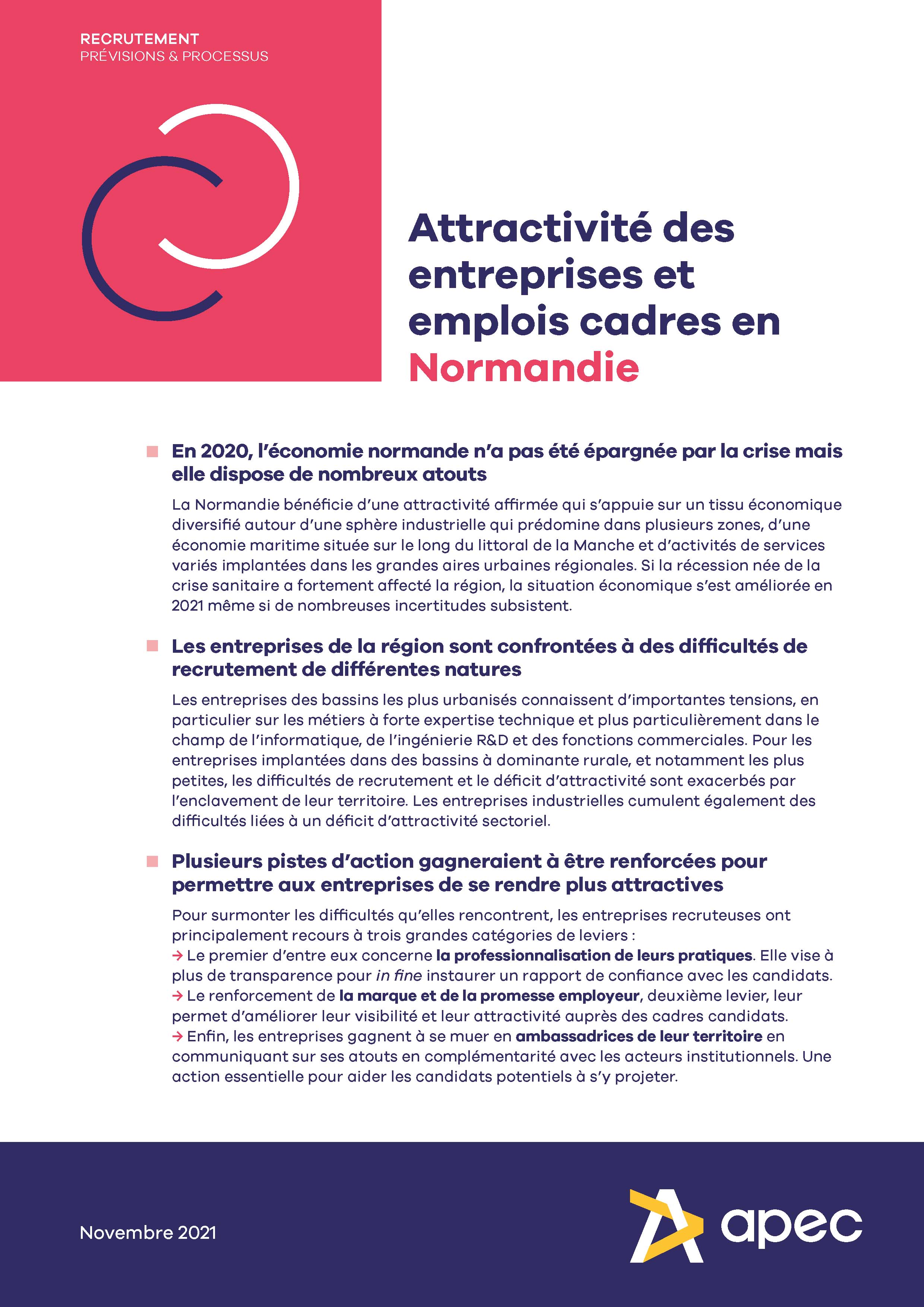Attractivité des entreprises et emplois cadres en Normandie